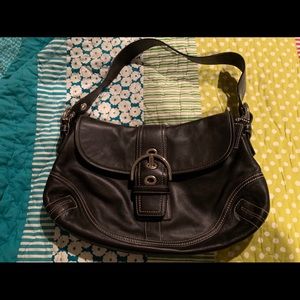 Coach black leather shoulder bag